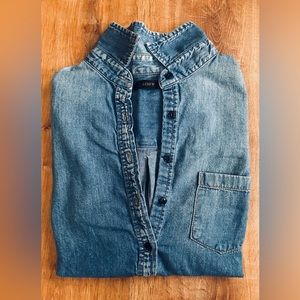 Sm/Med Blue Denim Half-Button Down Long Sleeve Shirt